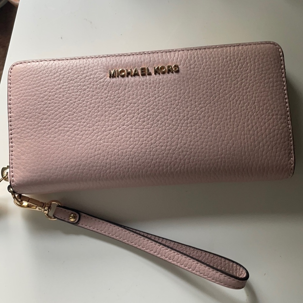 MK soft pink wristlet/clutch